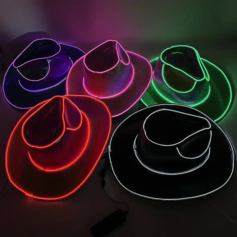 LED Light-Up Cowboy & Cowgirl Hat – Luminous Western Party Cap for Dancing, Dress-Up & Festivals