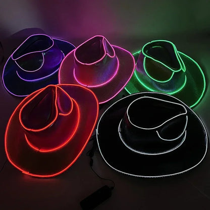 LED Light-Up Cowboy & Cowgirl Hat – Luminous Western Party Cap for Dancing, Dress-Up & Festivals