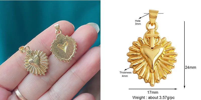 Sacred Red Love Heart Charm 18K Real Gold Plated Pendant-ALOE WINGS STORE