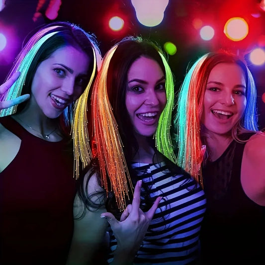 10PCS LED Fibre Optic Hair Clips – Light-Up Glow Barrettes for Parties, Bars & Night Events | Glow-in-the-Dark Hair Pins