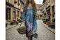 Boho Celestial Vintage Maxi Dress - Long Sleeve V-Neck Empire Waist A-Line Gown | Ethereal Streetwear & Festival Vestidos