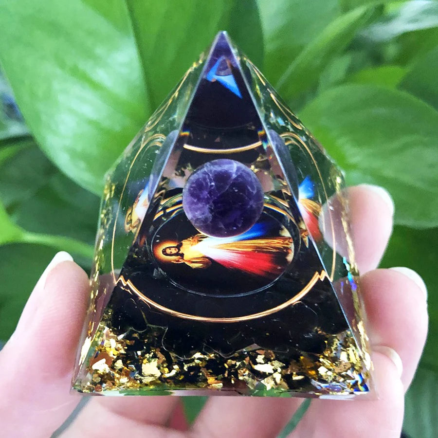 Energy Generator Crystal Gemstones Pyramid - ALOE WINGS STORE