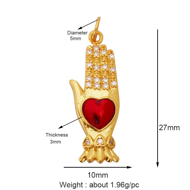 Sacred Red Love Heart Charm 18K Real Gold Plated Pendant - ALOE WINGS STORE