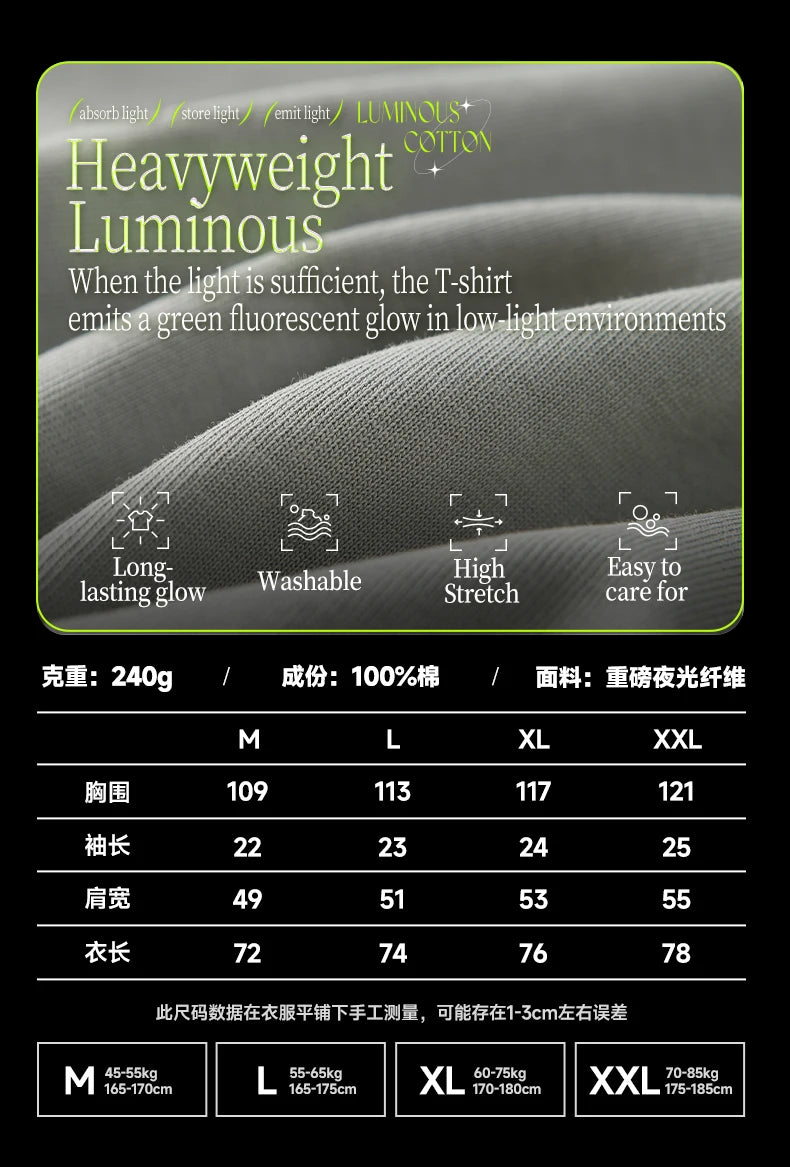 Glow-in-the-Dark T-Shirt – Luminous top made from Fluorescent Cotton Fabric
