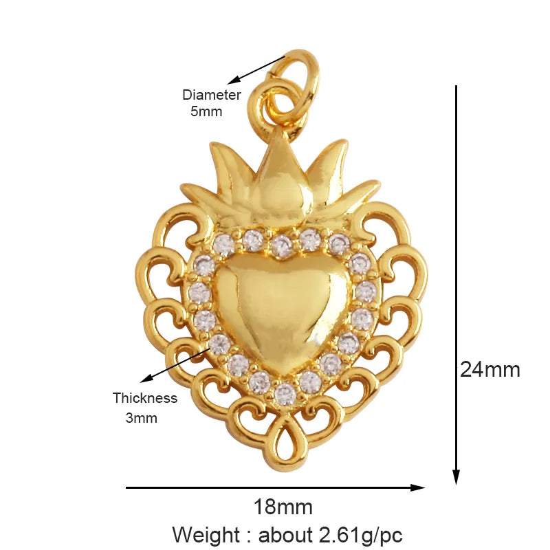 Sacred Red Love Heart Charm 18K Real Gold Plated Pendant - ALOE WINGS STORE