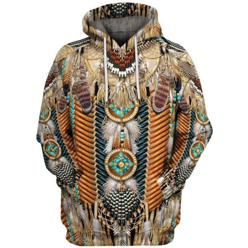 Native Indian Bohemian Style Unisex Hoodie Pullover (Short Size to Plus-Size) - ALOE WINGS STORE