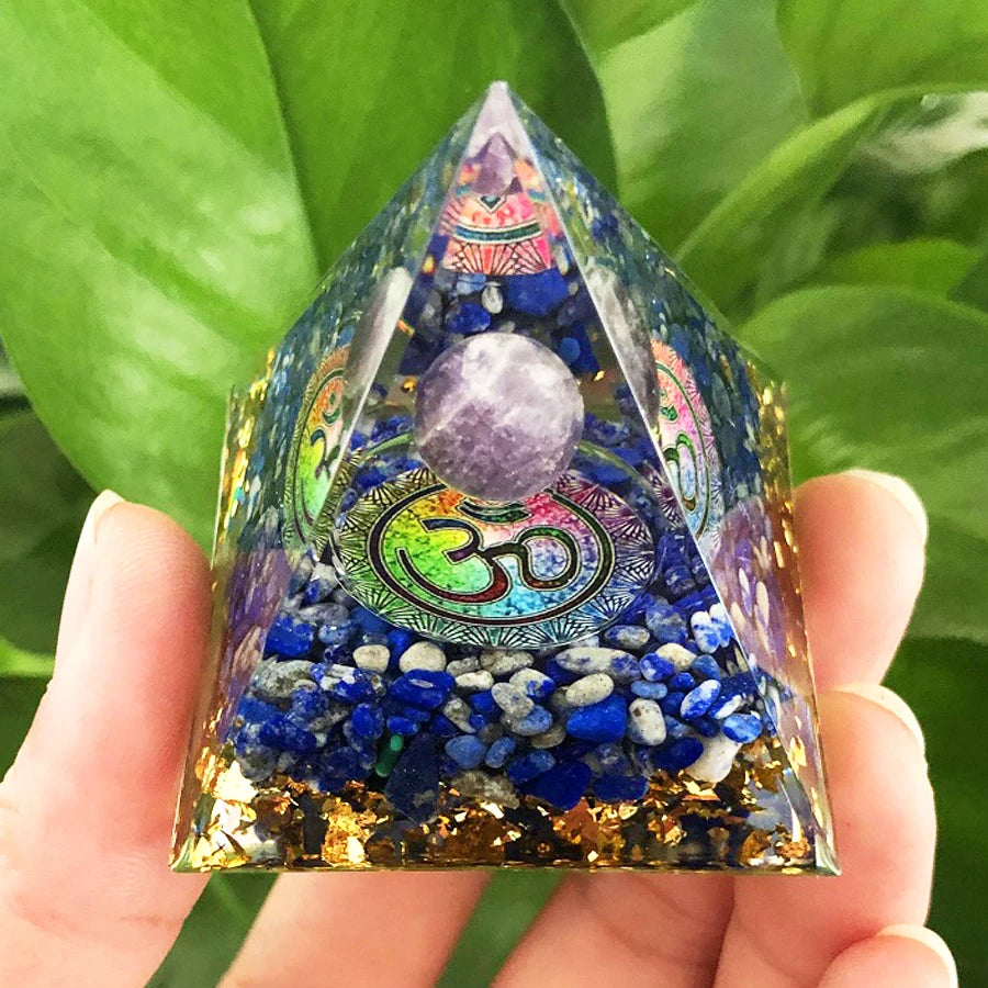 Energy Generator Crystal Gemstones Pyramid - ALOE WINGS STORE