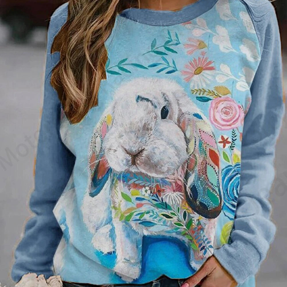 Cute Rabbit Women's O-Neck Sweatshirt Collection - ALOE WINGS STORE