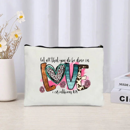 Inspirational Christian Canvas Makeup Bag - Faith-Based Travel Pouch & Scripture Accessory Organiser