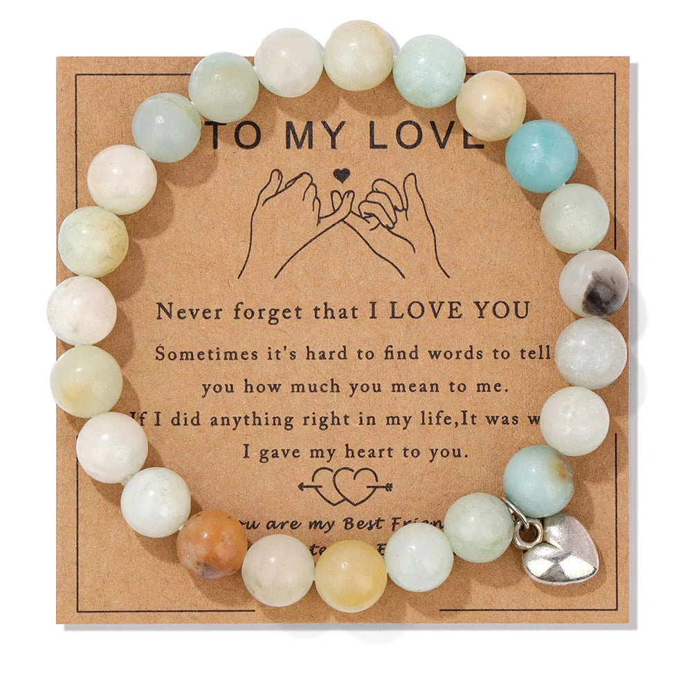 Natural Stone Bead Bracelet With Information Card SELECTION - ALOE WINGS STORE