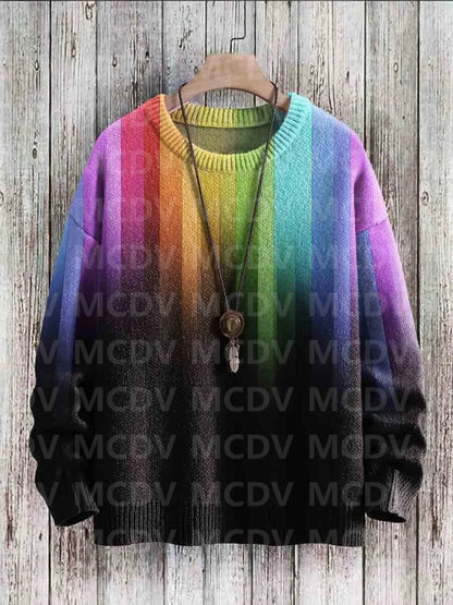 Vintage Gradient Art Print Casual Knit Pullover Sweater Women For Men Sweater
