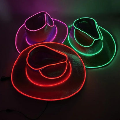 LED Light-Up Cowboy & Cowgirl Hat – Luminous Western Party Cap for Dancing, Dress-Up & Festivals