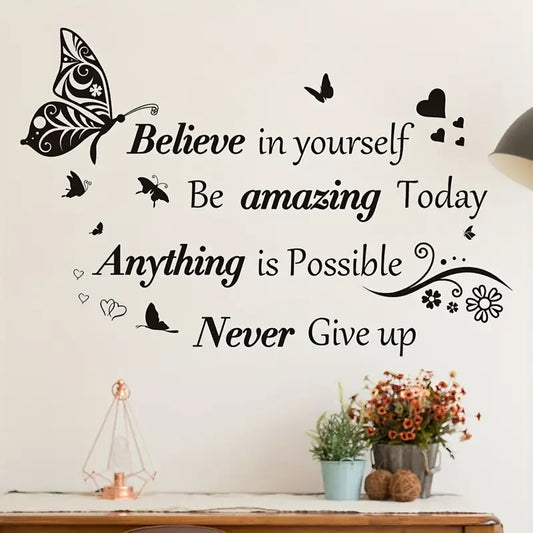 Inspirational Butterfly Wall Decal – Motivational Quote Sticker for Home, Office, Classroom & More