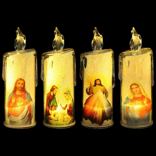 4 Pcs LED Jesus Lanterns for Holy Night