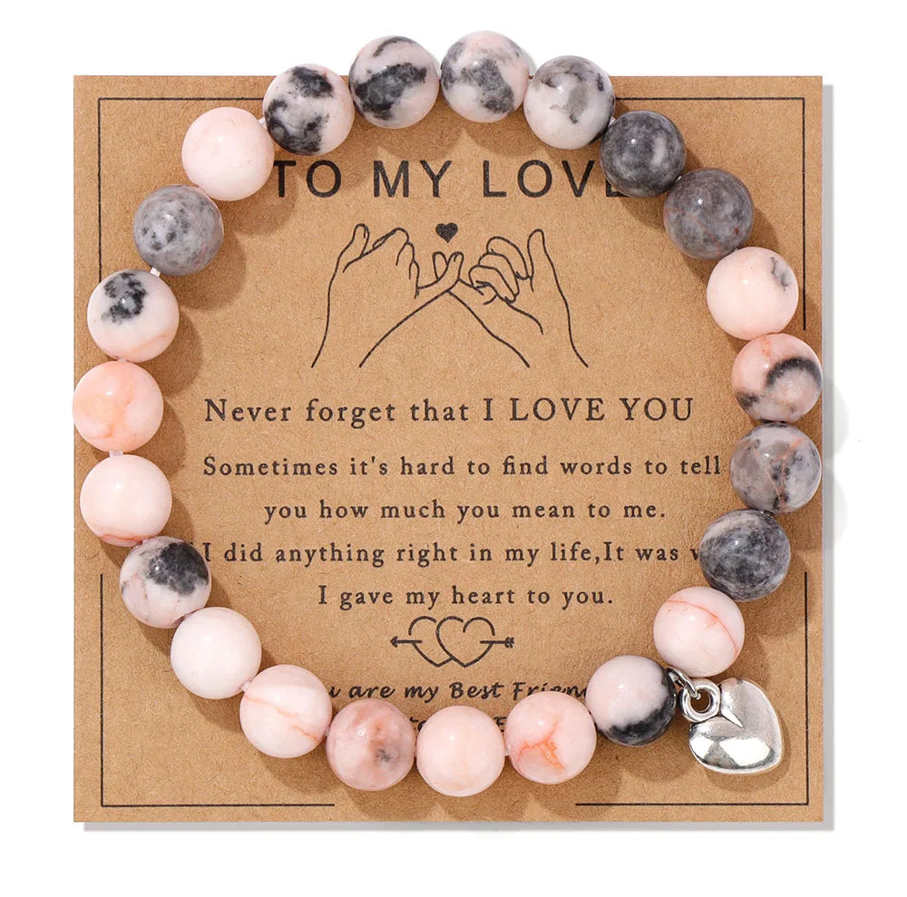 Natural Stone Bead Bracelet With Information Card SELECTION - ALOE WINGS STORE