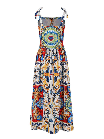 Chica Bandage Print Maxi Dresses – Elegant A-Line Summer Party & Beachwear for Women