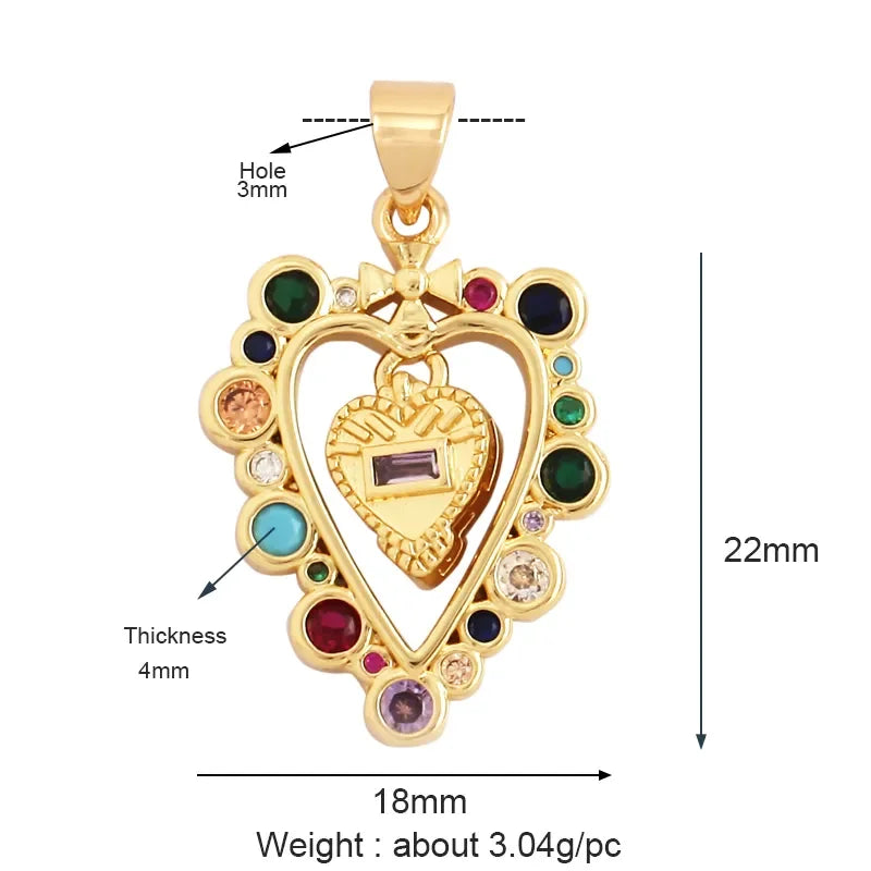 Sacred Red Love Heart Charm 18K Real Gold Plated Pendant-ALOE WINGS STORE