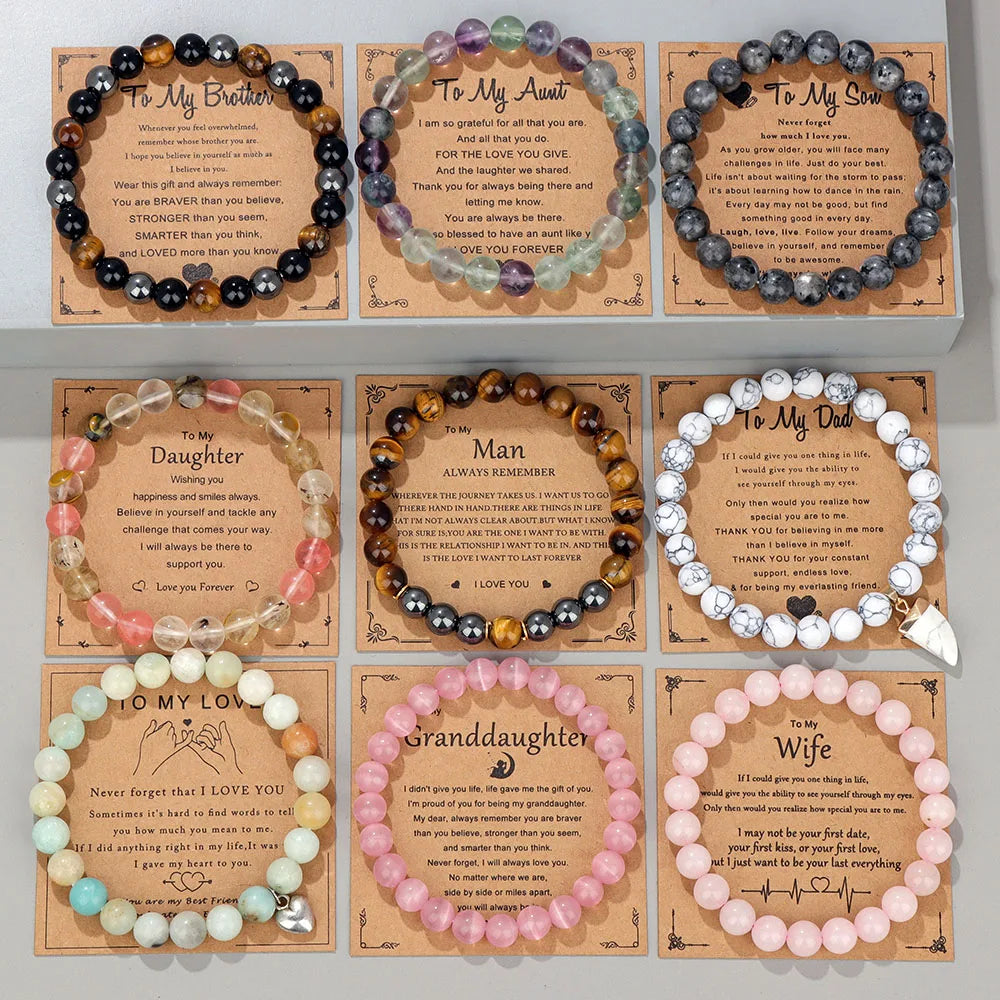 Natural Stone Bead Bracelet With Information Card SELECTION - ALOE WINGS STORE