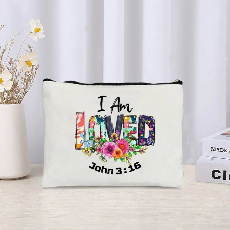 Inspirational Christian Canvas Makeup Bag - Faith-Based Travel Pouch & Scripture Accessory Organiser