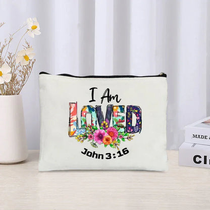 Inspirational Christian Canvas Makeup Bag - Faith-Based Travel Pouch & Scripture Accessory Organiser