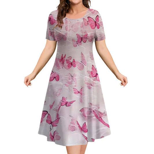 Purple Red Butterflies Ladies Sun Dress - ALOE WINGS STORE