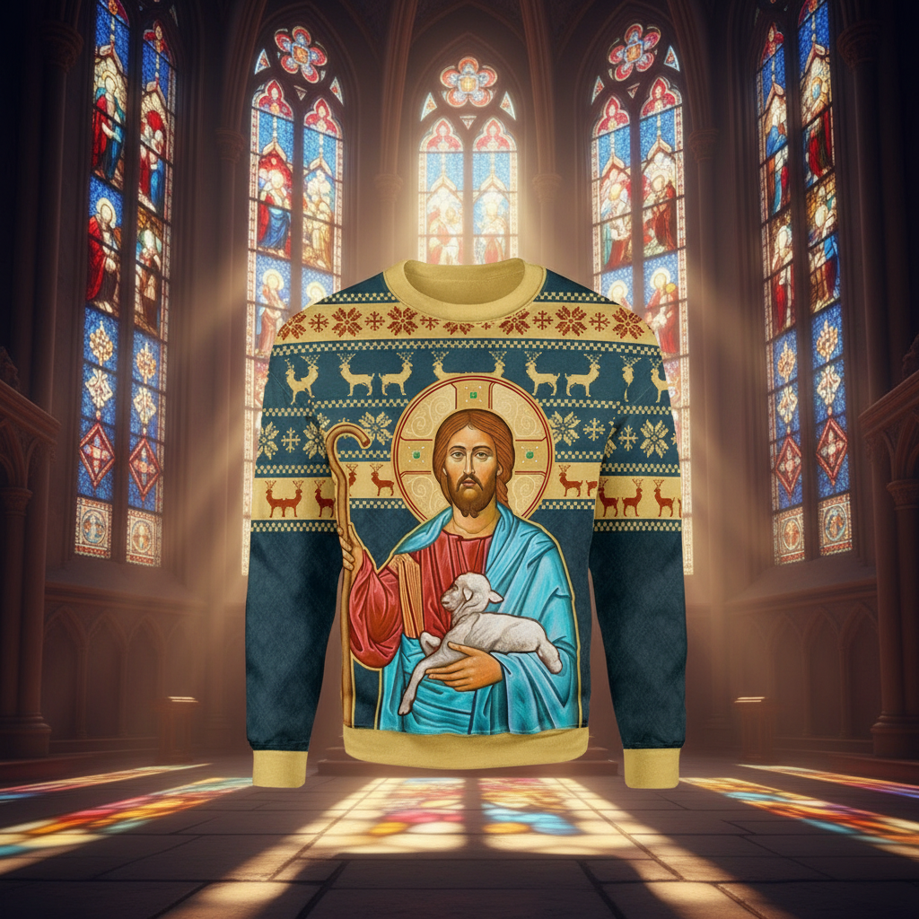 2.Retro Christian 3D Printed Sweatshirt for Men – Faith Streetwear Pullover with Religious Art, O-Neck Knit Sweater for Daily Wear – Plus Size XS-6XL