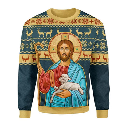 2.Retro Christian 3D Printed Sweatshirt for Men – Faith Streetwear Pullover with Religious Art, O-Neck Knit Sweater for Daily Wear – Plus Size XS-6XL