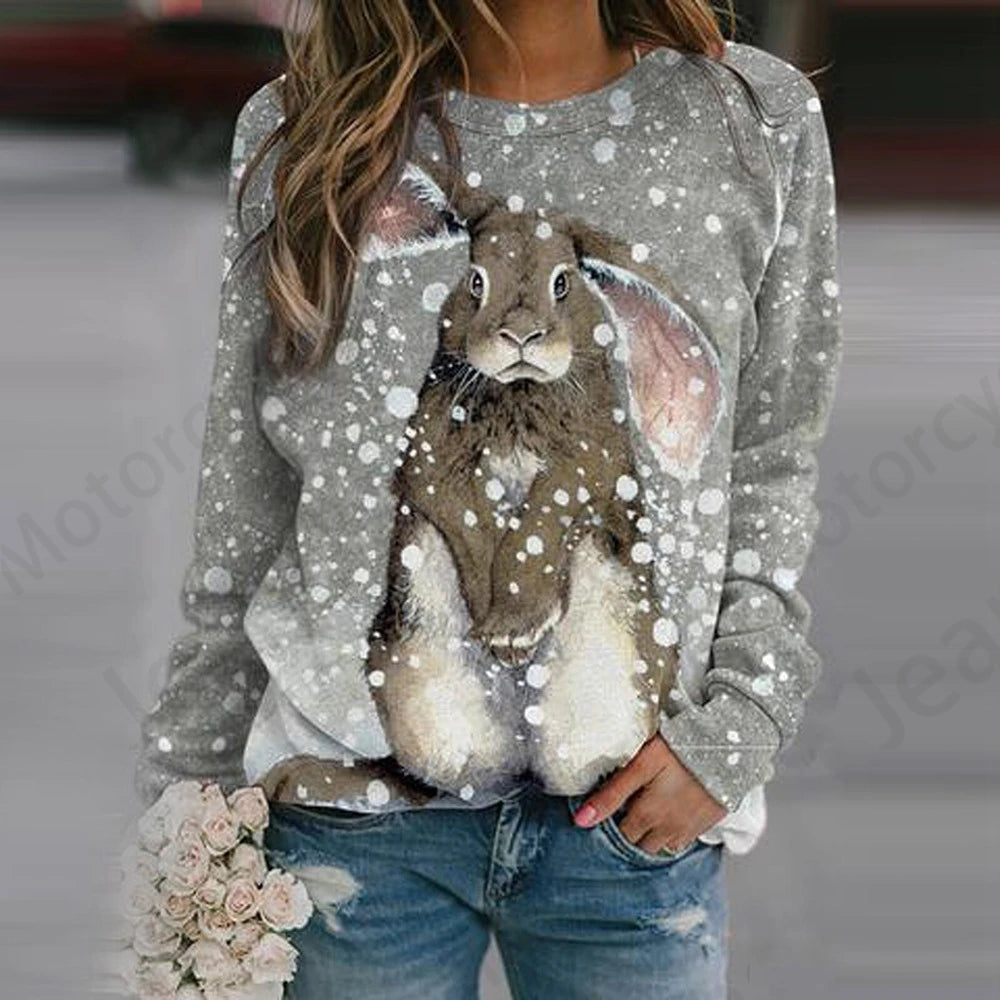 Cute Rabbit Women's O-Neck Sweatshirt Collection - ALOE WINGS STORE