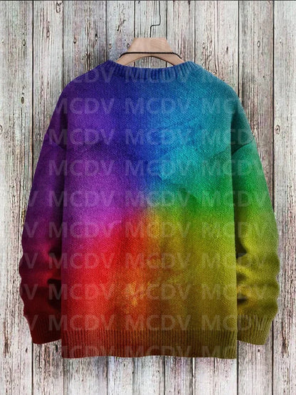 Vintage Gradient Art Print Casual Knit Pullover Sweater Women For Men Sweater