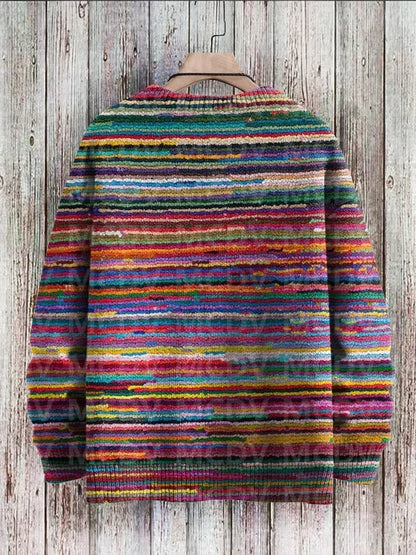 Vintage Gradient Art Print Casual Knit Pullover Sweater Women For Men Sweater