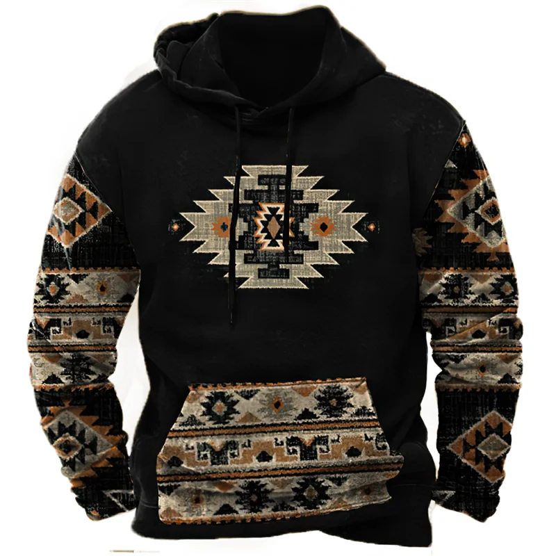 Vintage Native Indian-Inspired Harajuku Hoodie Sweatshirt for Men - ALOE WINGS STORE