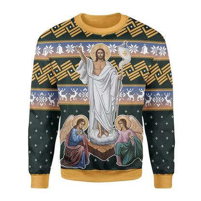 2.Retro Christian 3D Printed Sweatshirt for Men – Faith Streetwear Pullover with Religious Art, O-Neck Knit Sweater for Daily Wear – Plus Size XS-6XL