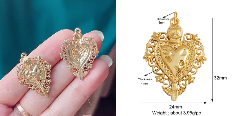 Sacred Red Love Heart Charm 18K Real Gold Plated Pendant-ALOE WINGS STORE