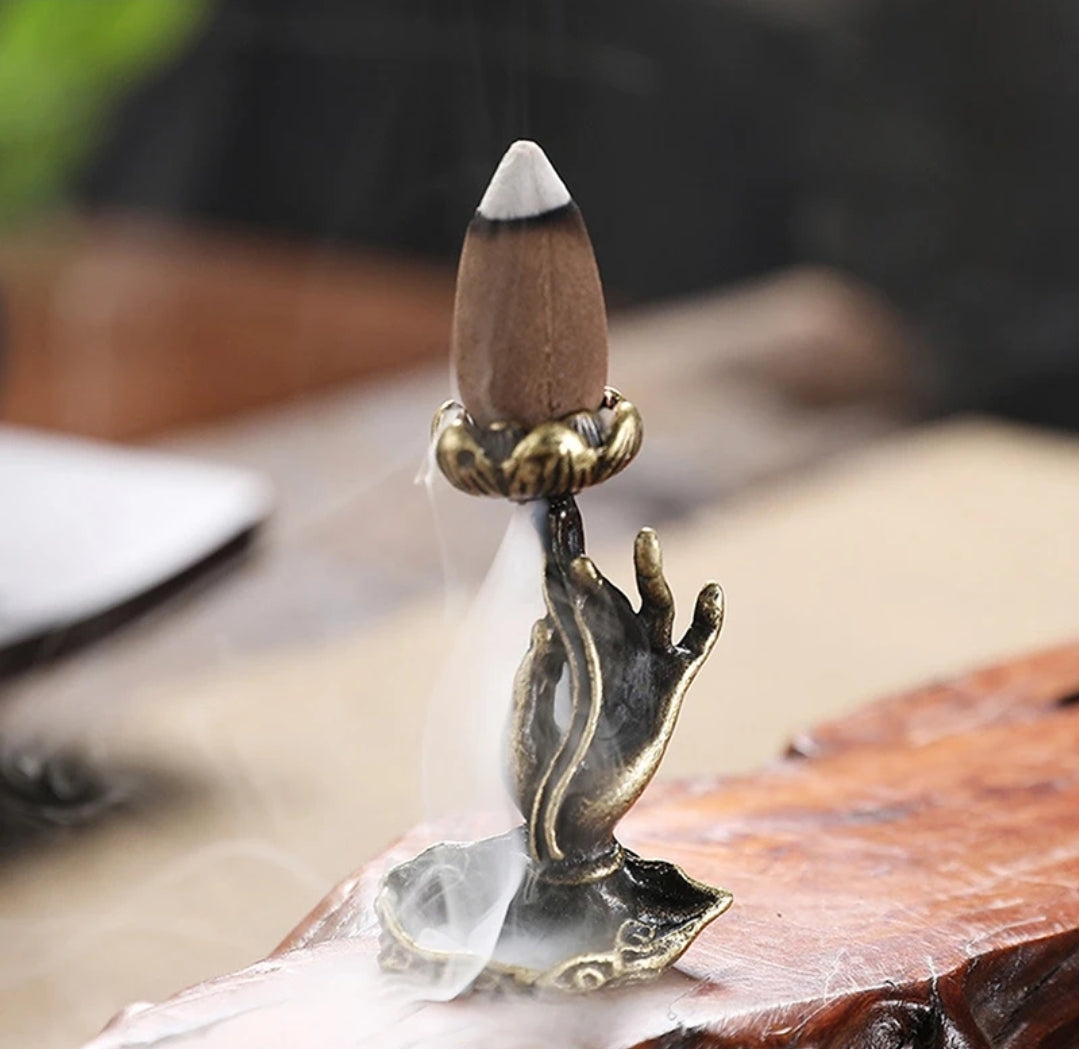 Buddha's Fingers Holding A Lotus Incense Burner - ALOE WINGS STORE