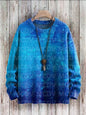 Vintage Gradient Art Print Casual Knit Pullover Sweater Women For Men Sweater