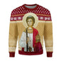 Retro Christian 3D Printed Sweatshirt for Men – Autumn Fashion Pullover with Religious Pattern, O-Neck Knit Sweater for Daily Wear