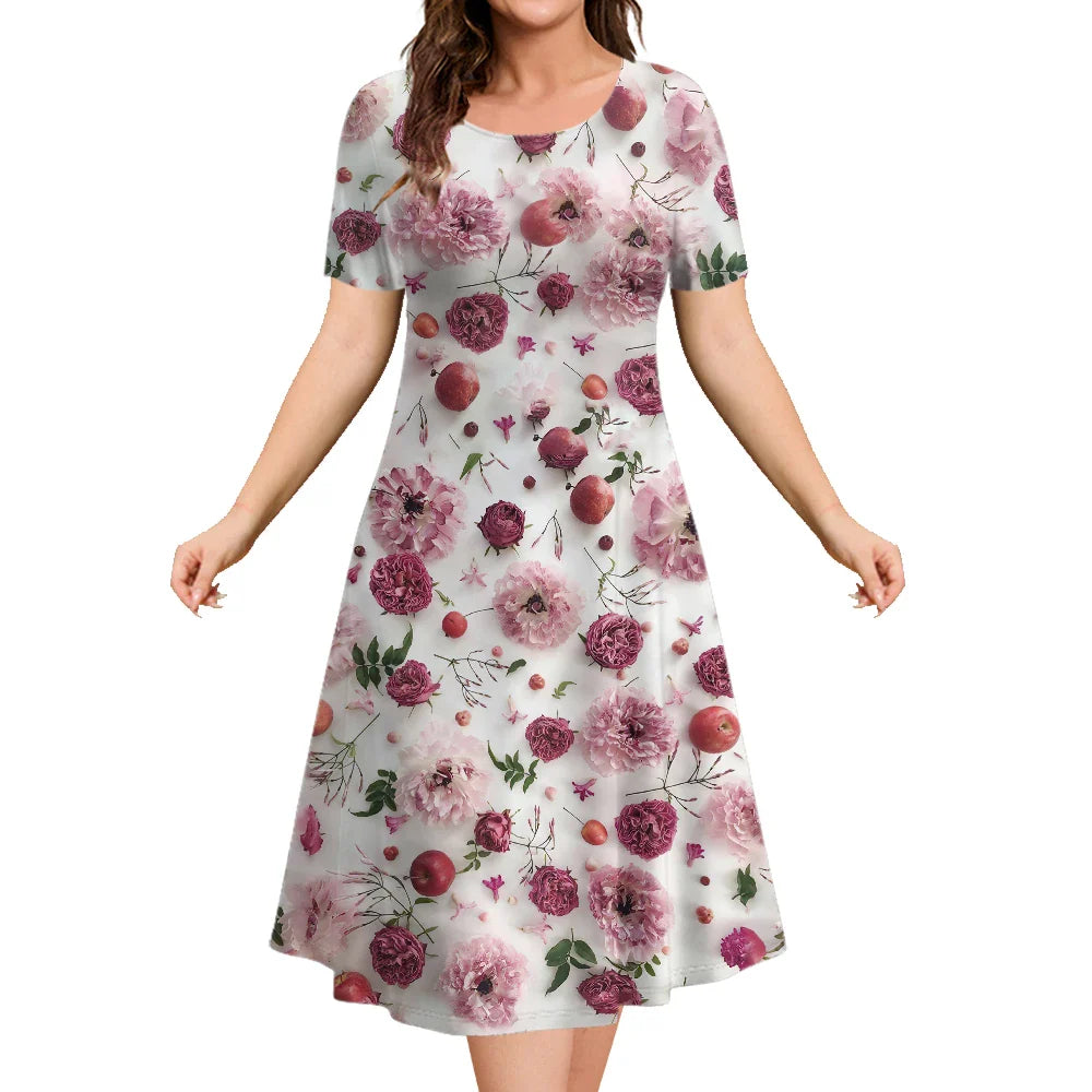 Red Apples Ladies Sun Dress - ALOE WINGS STORE