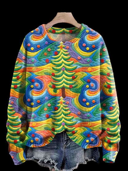 Rainbow peacock and Christmas tree 3D printed sweater design