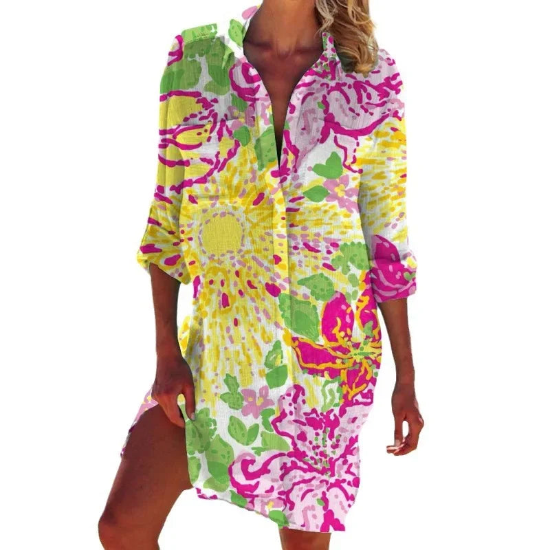 4.Boho Style Summer Cover-Up – Women's Tropical Print Beach Blouse Selection