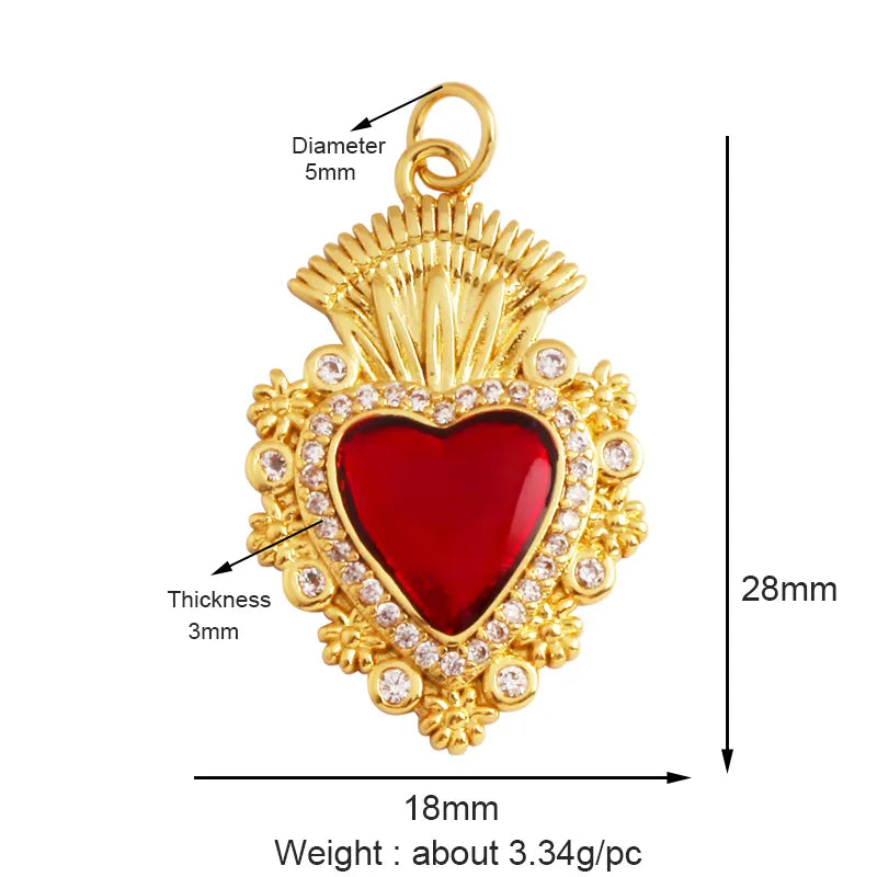 Sacred Red Love Heart Charm 18K Real Gold Plated Pendant - ALOE WINGS STORE