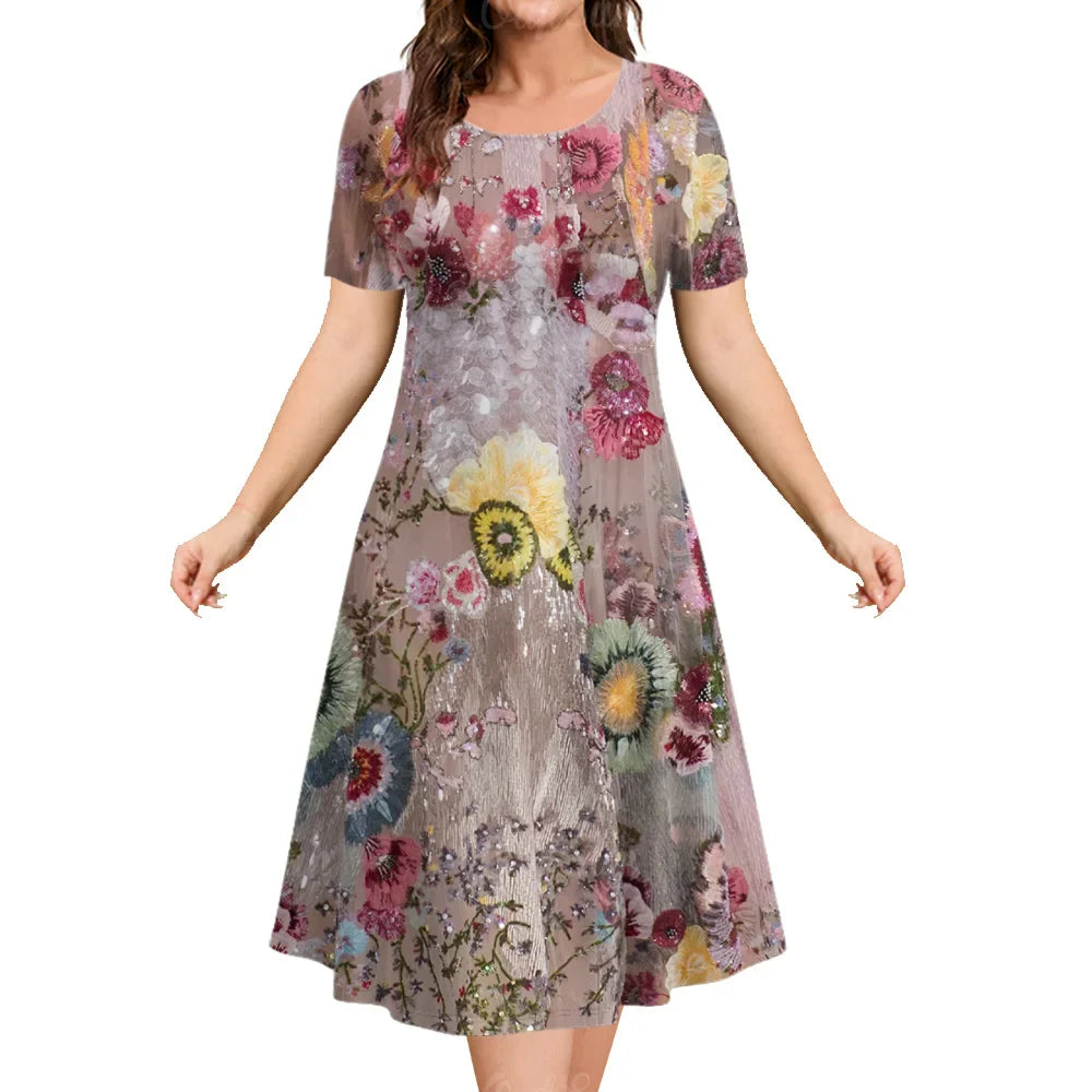 Mystical Floral Patterns Ladies Sun Dress - ALOE WINGS STORE