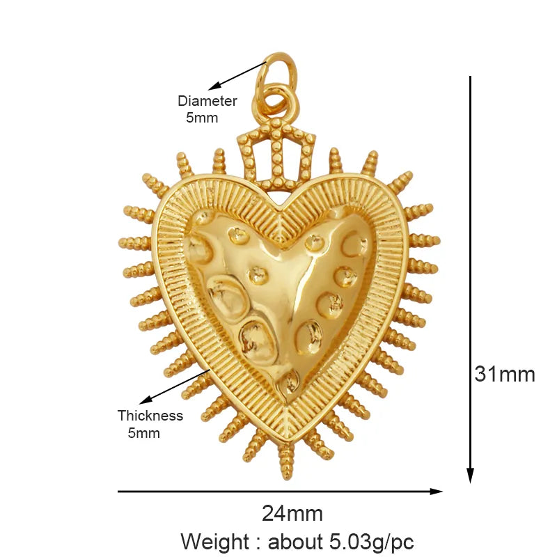 Sacred Red Love Heart Charm 18K Real Gold Plated Pendant - ALOE WINGS STORE