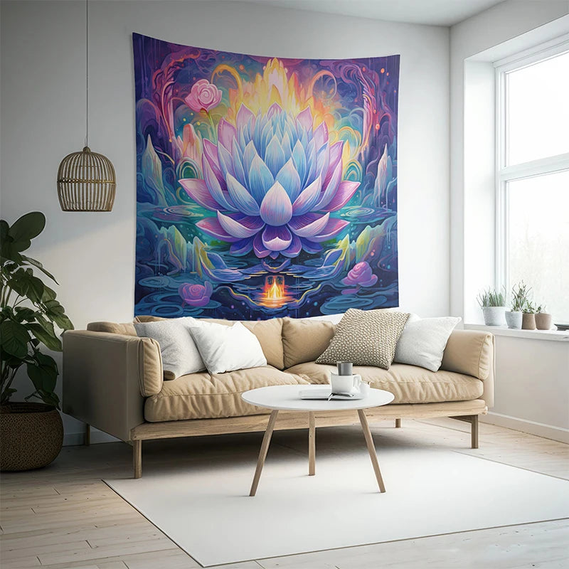 Spiritual Lotus Flower Wall Tapestry - Home Decor - ALOE WINGS STORE