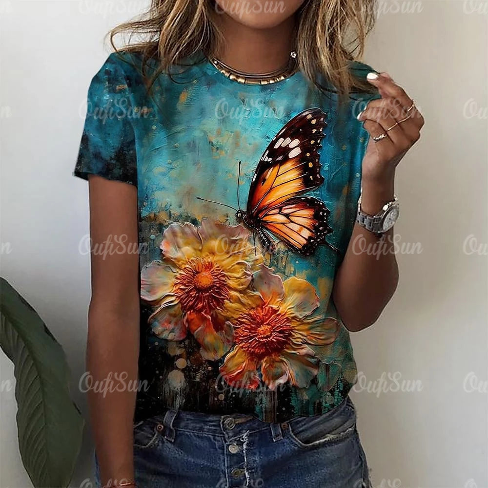 Glowing Butterfly Ladies T-Shirt [SELECTION] - ALOE WINGS STORE