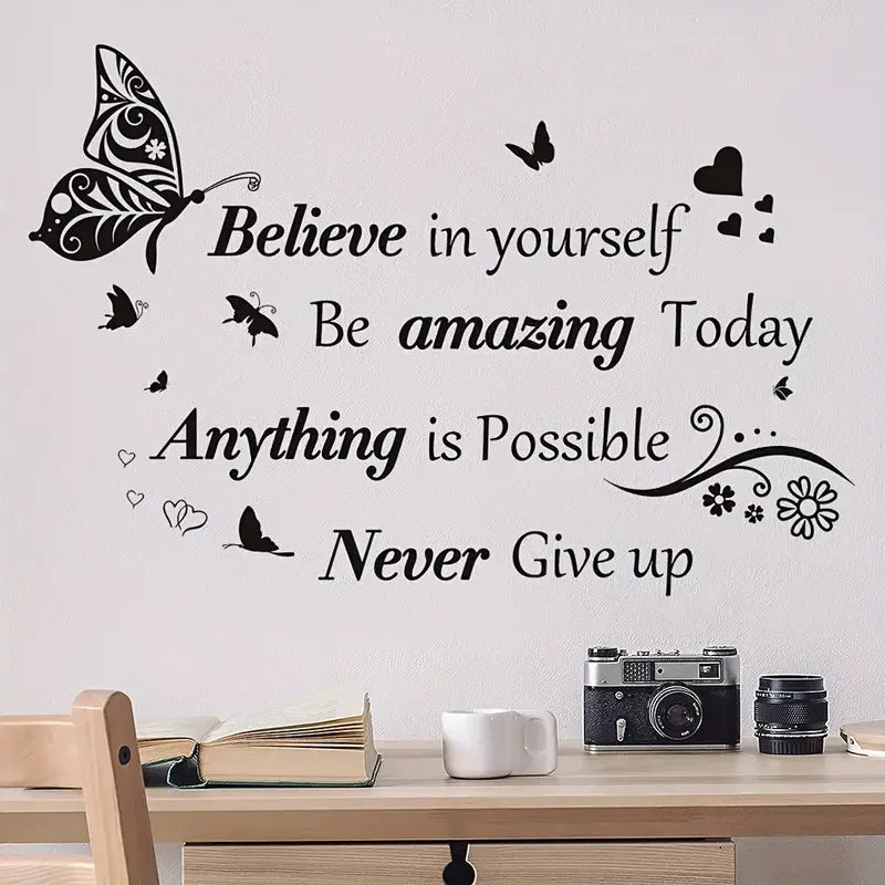 Inspirational Butterfly Wall Decal – Motivational Quote Sticker for Home, Office, Classroom & More
