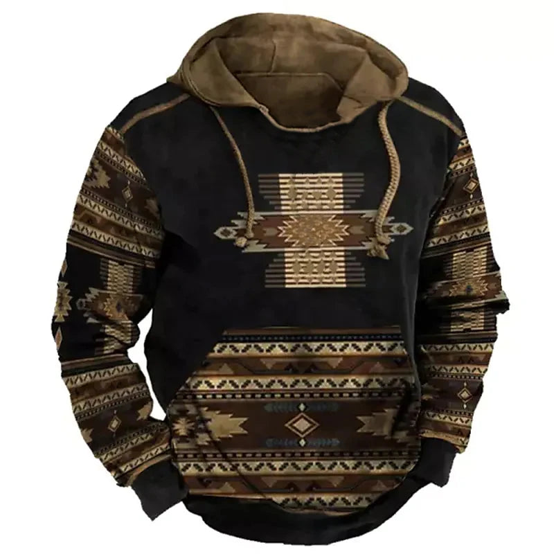 Vintage Native Indian-Inspired Harajuku Hoodie Sweatshirt for Men - ALOE WINGS STORE