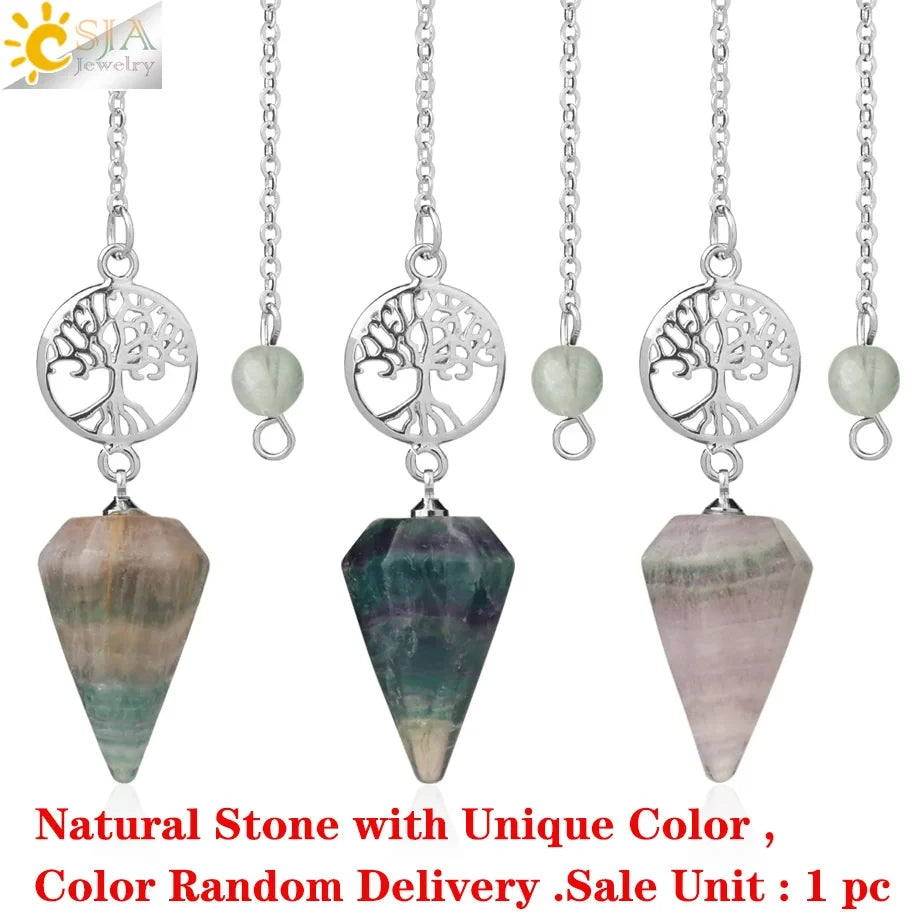 Natural Gemstones Spiritual Flower Pendulum / Pendant SELECTION-ALOE WINGS STORE