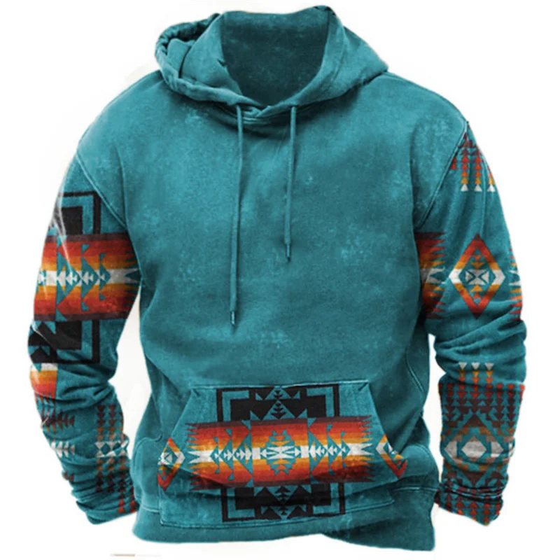 Vintage Native Indian-Inspired Harajuku Hoodie Sweatshirt for Men - ALOE WINGS STORE