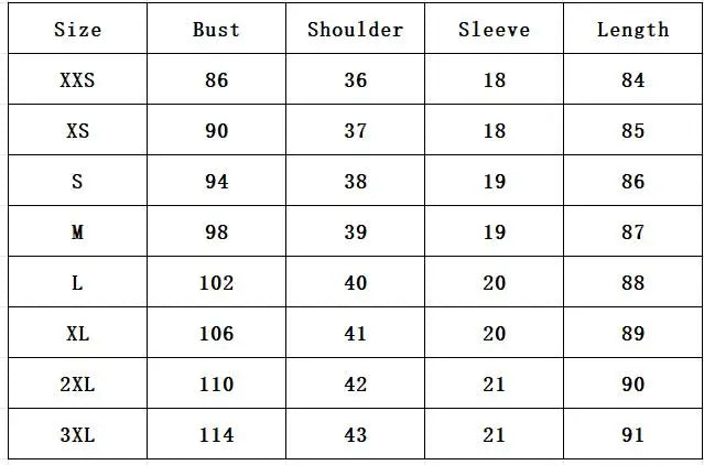 Size Chart for Boho Mini Dresses – Bust, Shoulder, Sleeve