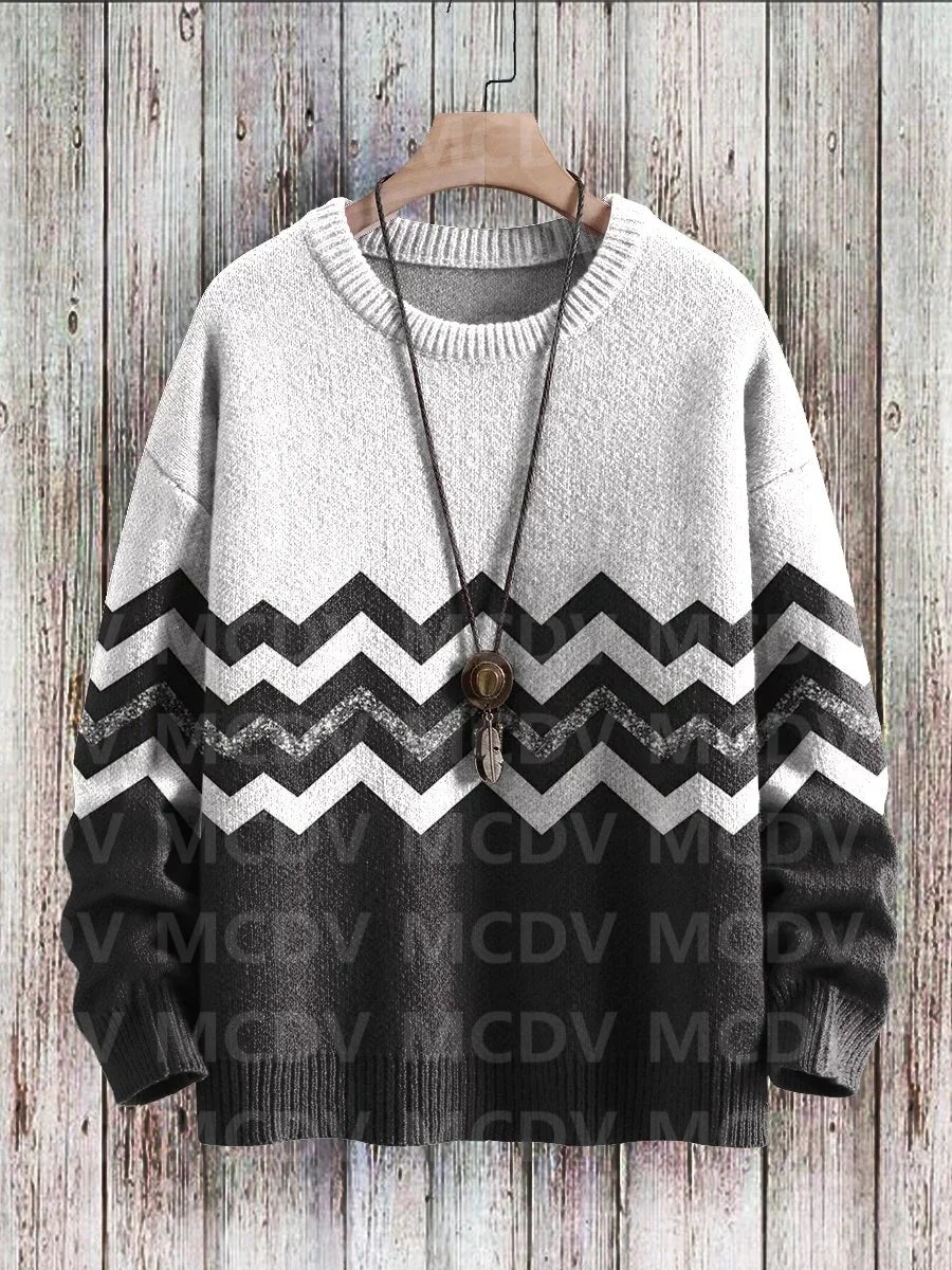 Vintage Gradient Art Print Casual Knit Pullover Sweater Women For Men Sweater